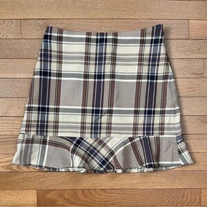 Little Moon by Aritzia Brown Plaid Mini Skirt in Size 4